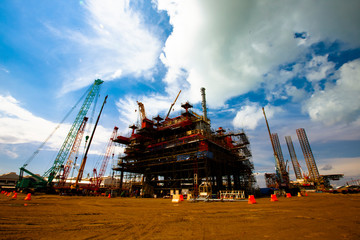 Fototapeta premium Construction ship in port