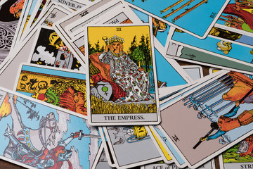 Tarot cards with the Empress card showing
