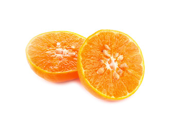 orange sliced on white background