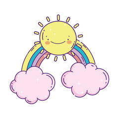 rainbow sun clouds cartoon fantasy decoration