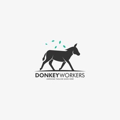 Donkey Workers Illustration Vector Template
