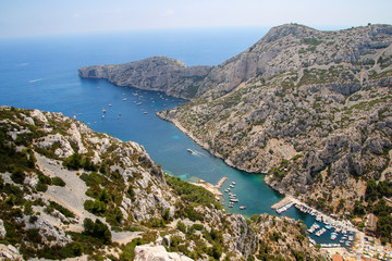 Calanque de Morgiou, fjord near Marseille in the south of France - Small harbour in the Calanques National Park