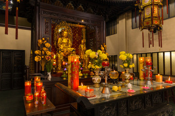 Beautiful golden buddha in Thousand Buddha Temple or Chua Van Phat temple in Ho Chi Minh City, Vietnam