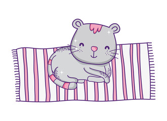 cute cat sitting on striped carpet cartoon