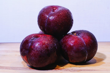 Plum fruit fresh on the wood