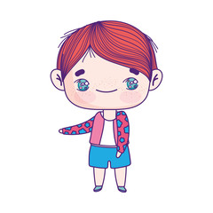 cute little boy happy cartoon character kids