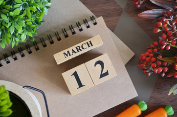 March 12, Cover natural Calendar, Appointment Date design.	