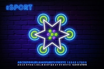 drone propellers icon. Digital Devices Neon Label. Vector Illustration of Electronics Promotion. Elements of Drones in neon style icons. Simple icon for websites, web design, mobile app, info graphics