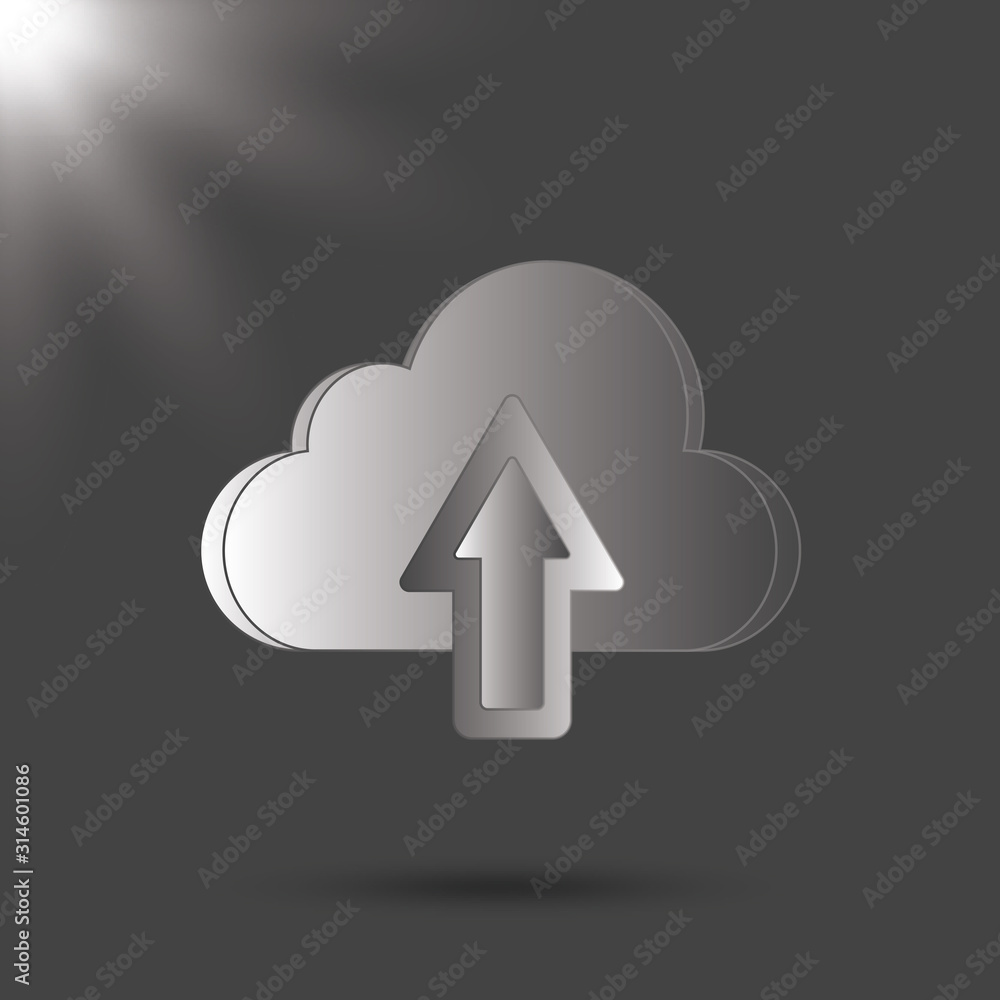 Poster upload on cloud vector icon with flat style. black and white icon