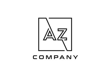 Black square initial letter AZ line logo design vector graphic