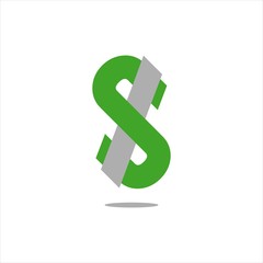 simple green money dollar logo design sign Icon logo vector