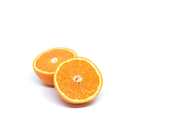 Sliced orange fruit on white background