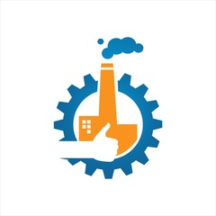 thumbs up for good factory logo design sign symbol vector illustration