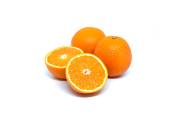 Sliced orange fruit on white background