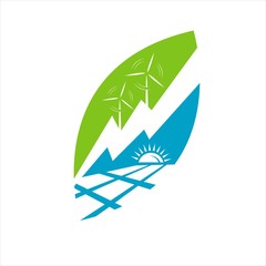 Green energy logo vector design with renewable icon template