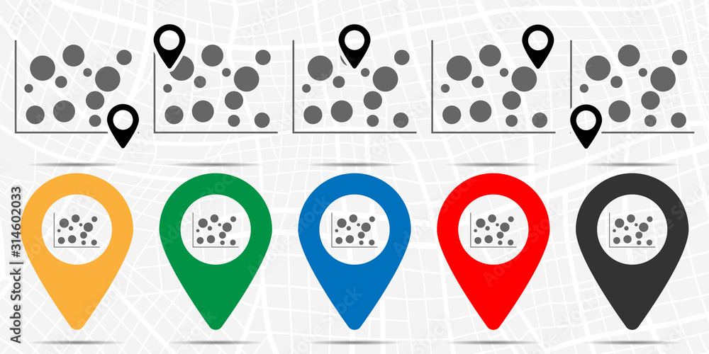 Poster bubble chart icon in location set. simple glyph, flat illustration element of charts and diagrams th
