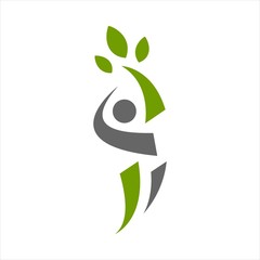 abstract healthy people logo with herbal and green elements