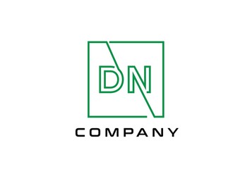 Green square initial letter DN line logo design vector graphic