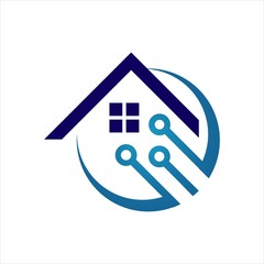 modern house protection home security logo design vector template illustration