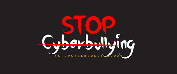 Problems of stopping cyberbullying on social media. Typography hand-drawn fonts regular uppercase and lowercase. Letters font and number. Vector illustration.