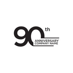 90th year anniversary icon logo design template