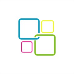 colorful square block chain link Logo template stylish vector design