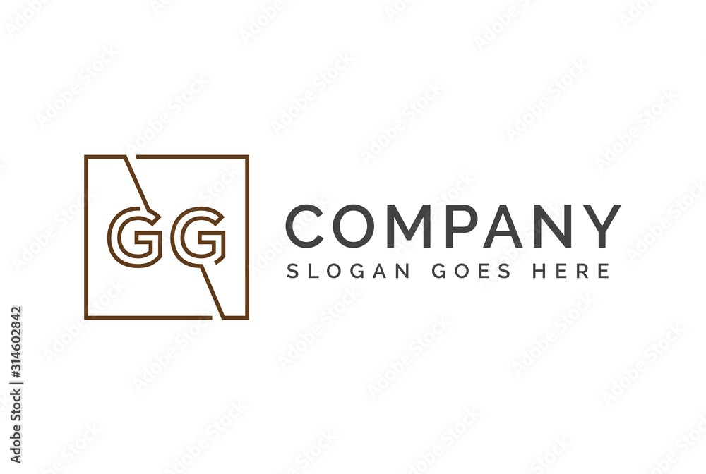 Wall mural brown square initial letter gg line logo design vector graphic