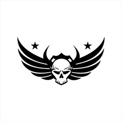 Obraz premium vintage wings and skull logo vector design vector graphic illustrations