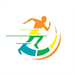 abstract healthy people of running man logo design vector illustrations