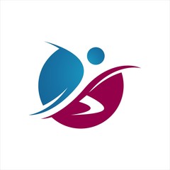 abstract healthy people logo design vector sport elements illustrations