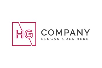 Pink square initial letter HG line logo design vector graphic