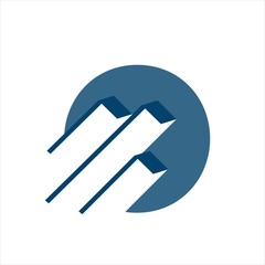 Modern square line art building logo on circle background design vector