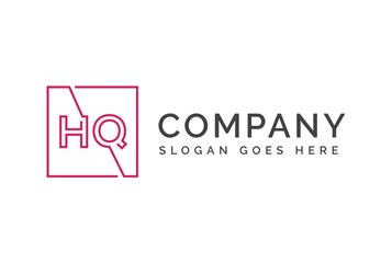 Pink square initial letter HQ line logo design vector graphic