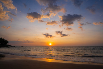 Naklejka na ściany i meble beautiful sunset at Na Tai Beach Phang Nga