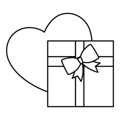 gift box with balloon helium in shape heart