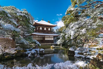 Poster 京都 銀閣寺の冬と雪景色 © nomi