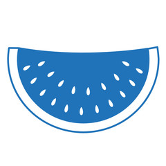 watermelon or melon, blue vector cartoon icon on white isolated background