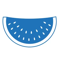 Türaufkleber watermelon or melon, blue vector cartoon icon on white isolated background © ta_nya
