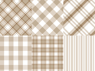 Checkered ,Gingham,Stripe brown and white pattern background,vector illustration - 314605238