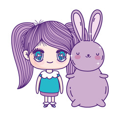 kids, cute little girl anime cartoon bunny