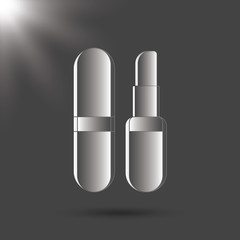 Lipstick icon. gray illustration of lipstick vector icon. Black and white icon