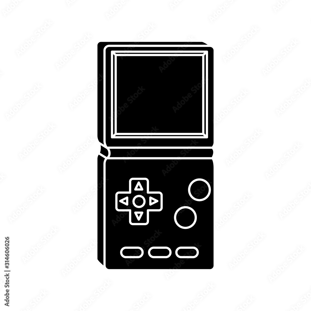 Poster silhouette of video game handle of nineties style