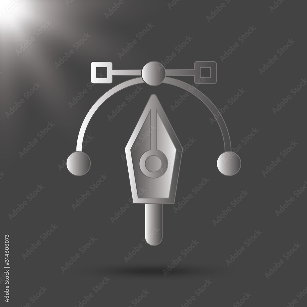 Aufkleber pen tool. vector computer graphics. the curve control points. black and white icon