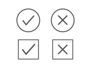 Check mark and cross icons. Vector illustration