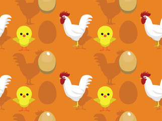 Chicken Hen Life Cycle Cartoon Vector Seamless Background Wallpaper-01