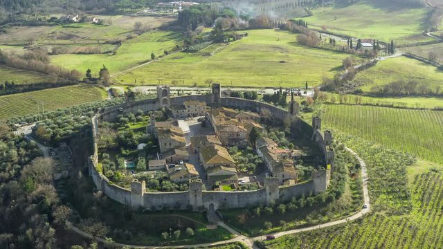 Aerial View of Monteriggioni - Siena - Italy