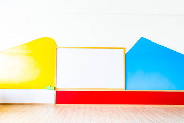 White board in the kindergarten classroom.