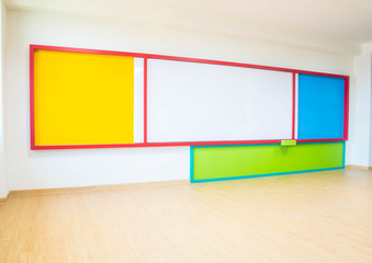 White board in the kindergarten classroom.
