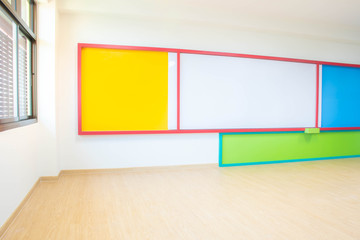 White board in the kindergarten classroom.