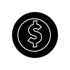 silhouette of coin money cash isolated icon vector illustration design